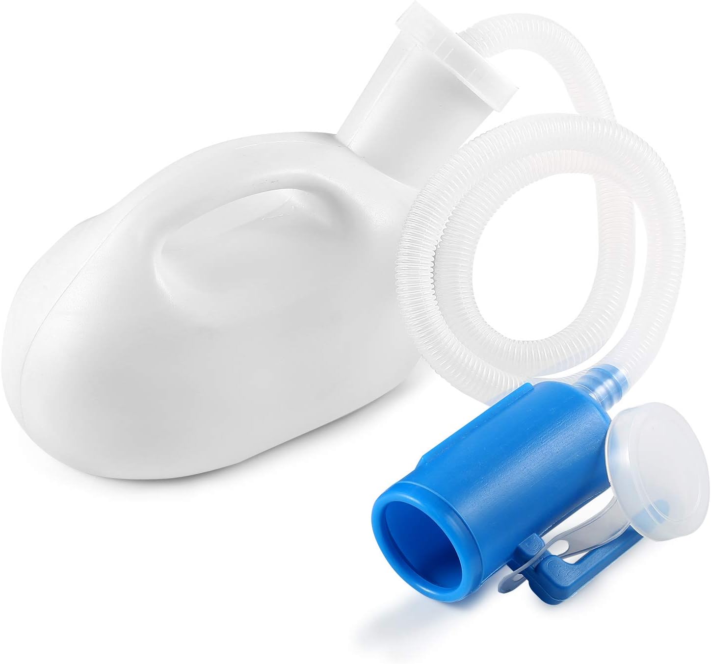 Urinals for Men, ONEDONE Portable Urinal for Men 68 OZ Urine Bottle Pee Bottle Spill Proof for Camping Travel Hospital Home Bedside Emergency Cuttable Long Hose with Lid(White)